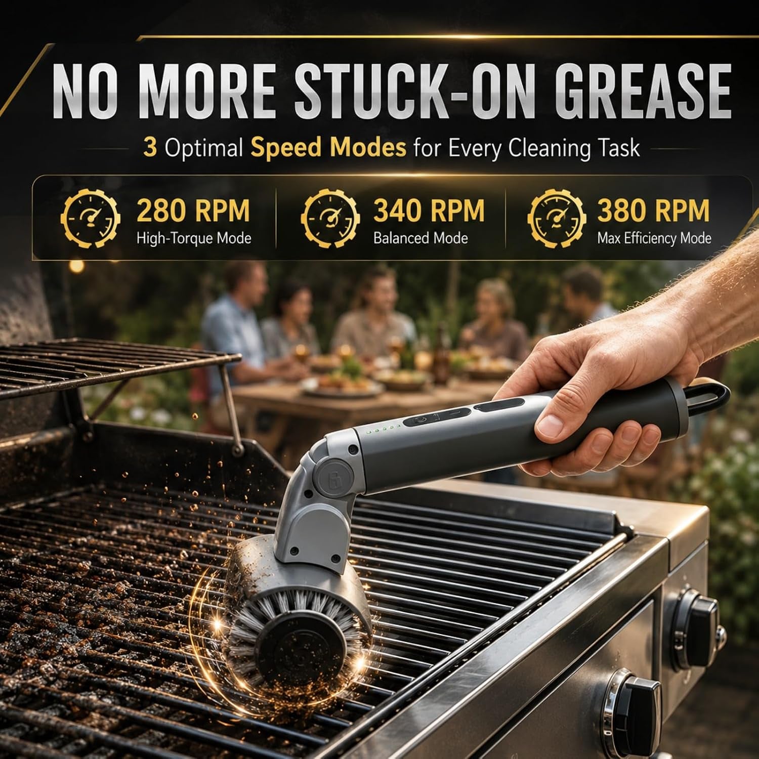 Upgraded Cordless Electric Grill Brush, Electric Grill Cleaner for Outdoor Grill & Electric BBQ Grill Brush with Powerful Motor, Rechargeable, Adjustable Angle – Perfect for Removing Burnt-On Grease