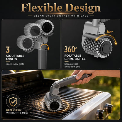 Upgraded Cordless Electric Grill Brush, Electric Grill Cleaner for Outdoor Grill & Electric BBQ Grill Brush with Powerful Motor, Rechargeable, Adjustable Angle – Perfect for Removing Burnt-On Grease