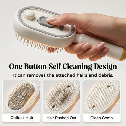 Electric Spray Air Cushion Massage Comb, 2026 New 2 in 1 Misting Detangling Brush for All Hair, Rechargeable Hair Straightener Steam Brush, Wet Electric Hairbrush Air Cushion Mister for Women (Purple)