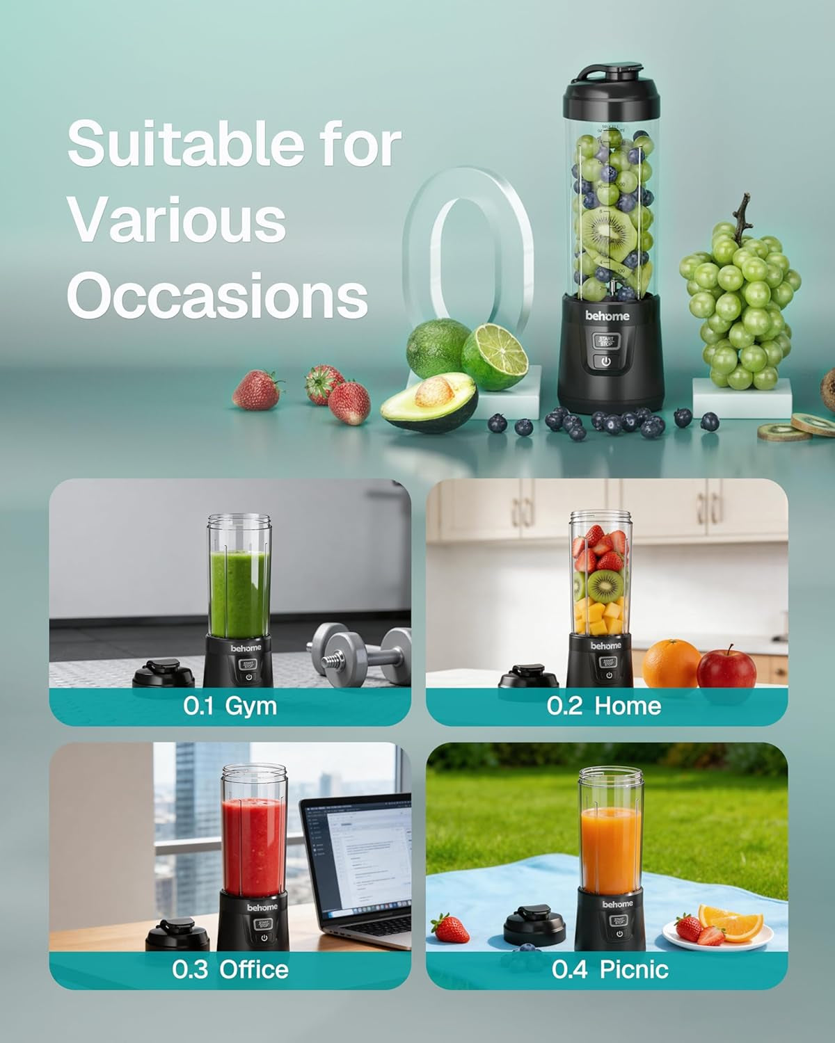 Portable Blender – 14 OZ, USB-C Rechargeable | BPA Free