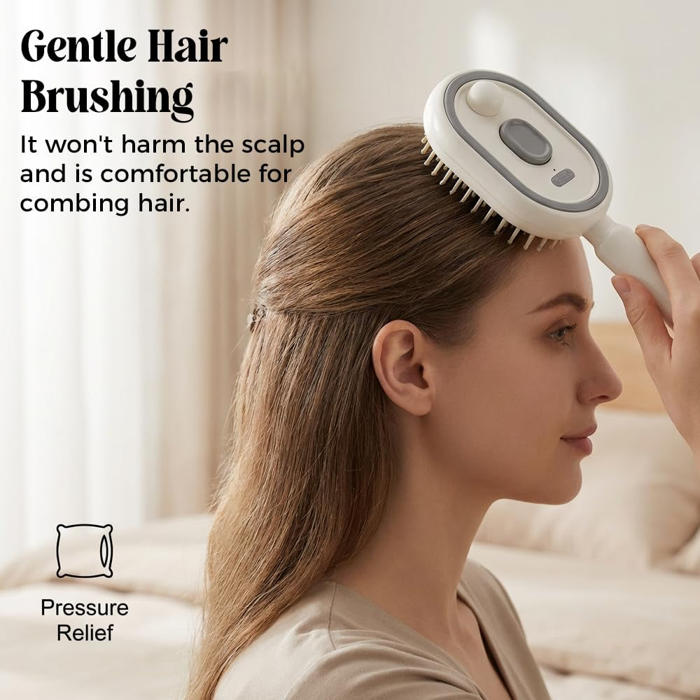 Electric Spray Air Cushion Massage Comb, 2026 New 2 in 1 Misting Detangling Brush for All Hair, Rechargeable Hair Straightener Steam Brush, Wet Electric Hairbrush Air Cushion Mister for Women (Purple)