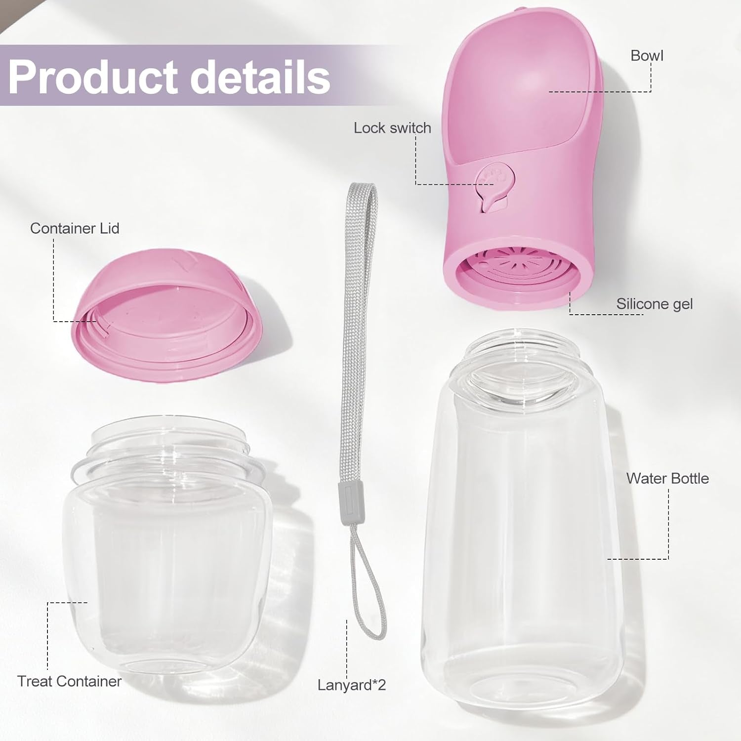 Dog Water Bottle, Portable Water Bottle with Food Container for Dogs Cat Pet Hiking Walking Travel Camping, Leak-Proof Dog Water Bowl Dispenser with Feeder Function Puppy Essentials