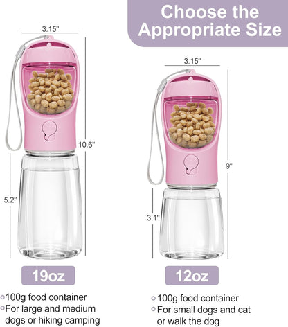 Dog Water Bottle, Portable Water Bottle with Food Container for Dogs Cat Pet Hiking Walking Travel Camping, Leak-Proof Dog Water Bowl Dispenser with Feeder Function Puppy Essentials