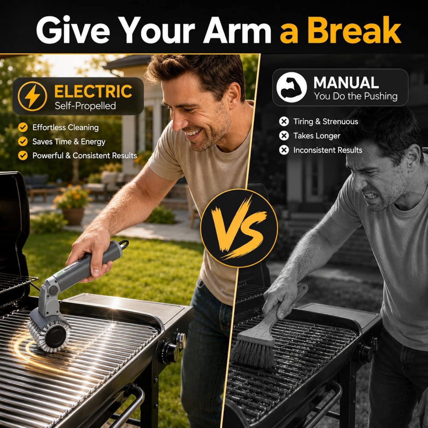 Upgraded Cordless Electric Grill Brush, Electric Grill Cleaner for Outdoor Grill & Electric BBQ Grill Brush with Powerful Motor, Rechargeable, Adjustable Angle – Perfect for Removing Burnt-On Grease